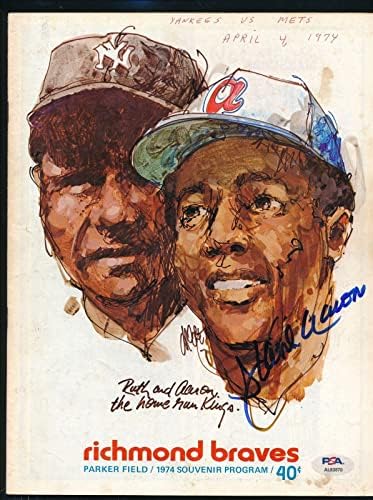 Hank Aaron a semnat Programul de joc din 1974 Yankees vs. Mets PSA / DNA 177911-reviste MLB autografate