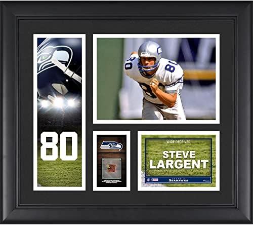 Steve Largent Seattle Seahawks a încadrat Colajul jucătorilor de 15 x 17 cu o bucată de fotbal utilizat de joc - placi și colaje