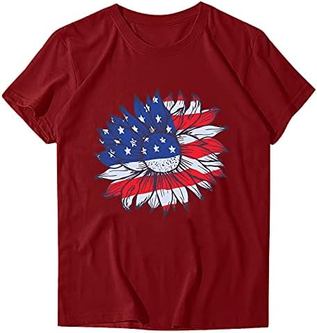 4 iulie tricouri femei American Flag vara maneca scurta O-Neck Tee Shirt Tie-Dye Stele Vrac se potrivesc Casual Party Tee Shirt