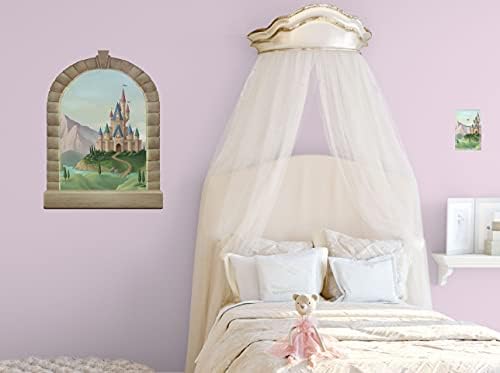 Basm romantic prințesa castel fereastră fete decorațiuni decorațiuni autocolante pentru copii dormitor mic mural perete decal