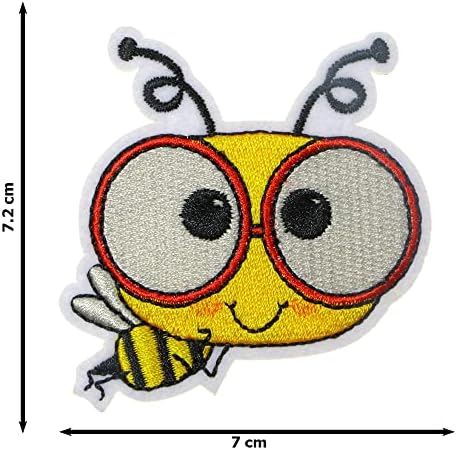 JPT - drăguț cu capul mare ochi albine purtând pahare brodate applifică fier/cusut pe patch -uri ecuson dragut logo drag