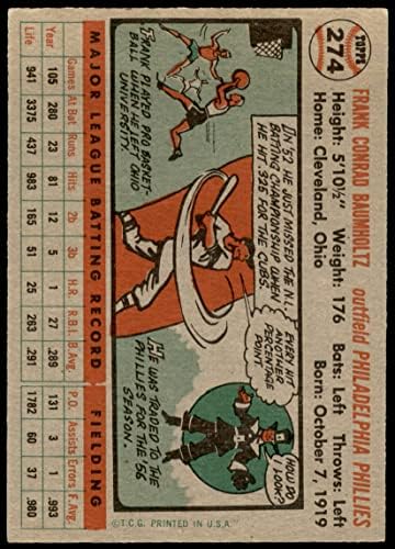 1956 Topps 274 Frank Baumholtz Philadelphia Phillies VG/Ex Phillies