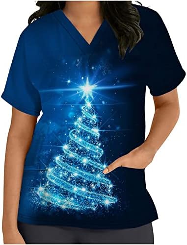 Lisgai Crăciun Scrubs Tricouri pentru femei maneca scurta Nursing lucru uniforme Turcia imprimate Respirabil îmbrăcăminte de