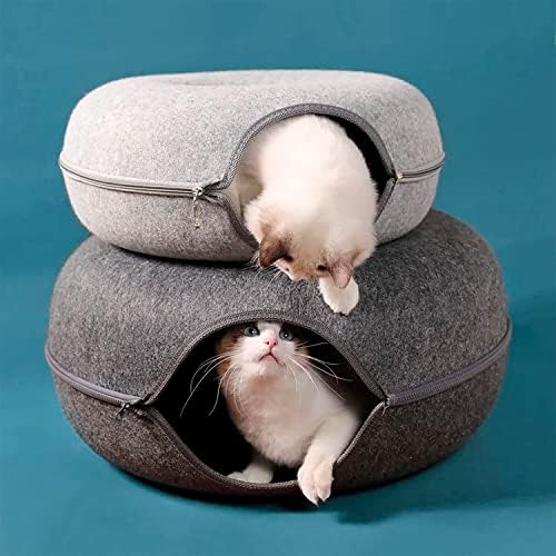 Pat tunel pentru pisici cu îngrijitor auto pentru pisici și 6 jucării gogoașă pentru pisici Peekaboo pat peșteră pentru pisici