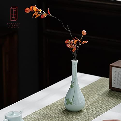 NA sticla de flori mici pictate manual, sticlă hidroponică, ornament zen chinezesc, insert de flori, decorare pentru casă Verde
