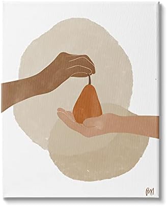 Stupell Industries Abstract Pear Oferind Tonuri de Pământ care atinge mâinile, proiectate de Birch & Ink Canvas Wall Art, 16