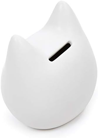 TRUU Design Cute Novety Ceramic Cat Bank, 4,3 x 3,4 inci, alb