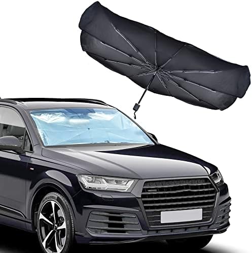 Umbrela din fibre de carbon EcoNour Sun pentru mașină | Reflectă razele UV și protejează tabloul de bord de soare | Foldable