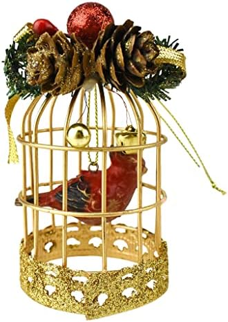 Homeford Miniature Cardinal Bird CAGES Ornamente de Crăciun, 3-3/4-inch, 2 piese