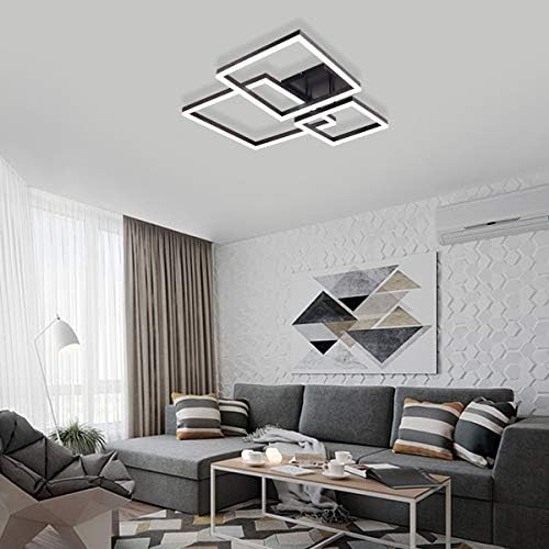 Lumini de tavan cu LED Jaycomey, lampă de tavan cu LED de 96W,3 pătrate Metal acrilic corp de iluminat Modern pentru sufragerie,