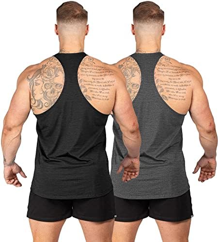 Agilelin pentru bărbați 2 pachete Stringer Tops Tăzuri pentru culturism Y-Back Tricouri Antrenament Mușchi, uscat rapid