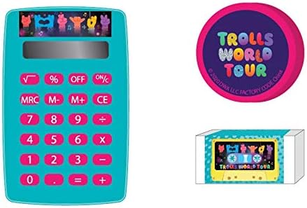 Trolls World Tour Kids Calculator Set de livrări școlare - pachet de 7 piese pentru înapoi la școală