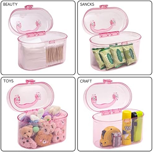 Plastic Square Storage Bin Cabinet, Cutie Cadou Organizator portabil Vanity cu capac sigur și mâner, cutia de containere limpede