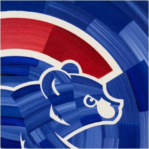 Chicago Cubs 16 x 20 Urs cu galerie de fundal abstractă albastră înfășurată giculară înfrumusețată - Artă și imprimeuri originale