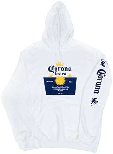 Corona Extra Beer Etichetă cu glugă albă cu un imprimeu cu mânecă