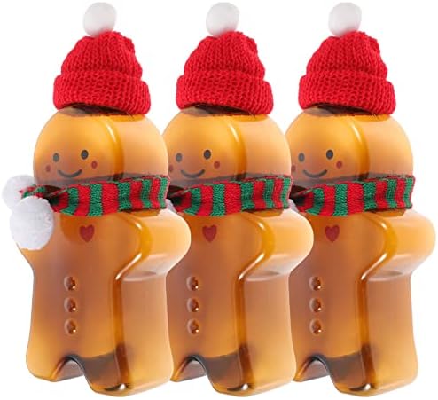 Kisangel 3 seturi de Crăciun Băuț de vopsea Bea sticla reutilizabilă din plastic cu apă subțire cu capace pentru copii pentru
