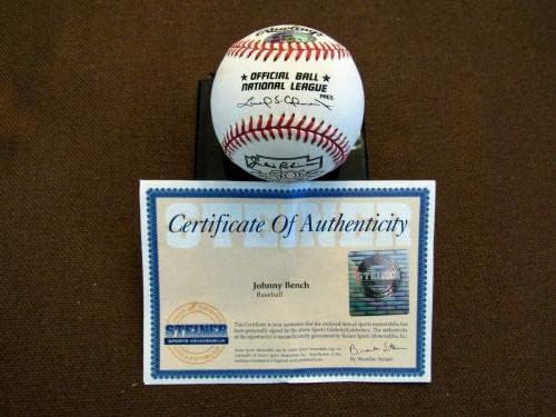 Johnny Bench Cincinatti Reds HOF a semnat automat Jackie Robinson Baseball Steiner - Baseballs autografate