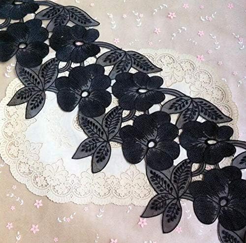 Sellace 1 metru negru organza din dantelă panglică frunze din dantelă din plasă din dantelă handmade dIy rochie de mireasă