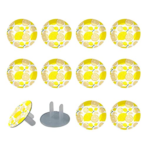 Capata de priză de ieșire cu 24 de pachete, protector cu dop de lămâie galben, dopuri rotunde de plastic cu 2 pici pentru prize