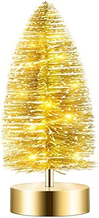Varmax Prelit Christmas Tree Mini Glitter Tabletop Arbore Băutură Beara 9,4 '', Aur