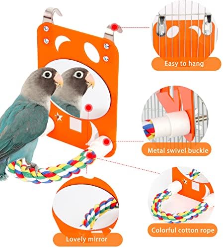 ALI2 7 Bird Mirror jucării pentru cușcă Bird Toys Parakeet Mirror Toys Cockatiel Mirror Toys pentru papagal mic Budgies Macaw