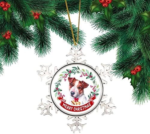 Merrychristmas câine 2022 Ornament de Crăciun pentru copac de Crăciun coroană de flori de câine câine fulg de zăpadă Ornament