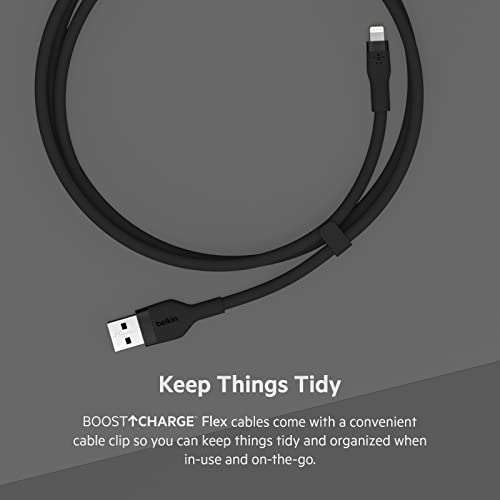 Belkin Boostcharge Flex Flex Silicon USB Tip A până la cablu fulger-Black & USB-C la cablu USB-C