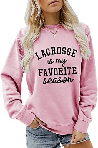 Jverf Lacrosse este sezonul meu preferat de hanorac pentru femei scrisori imprimat vintage cu mânecă lungă crewneck pullover