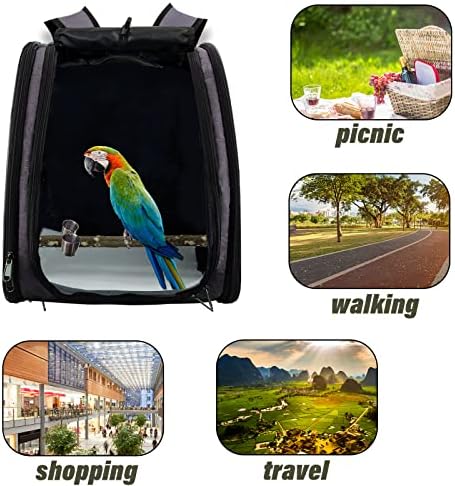 GABraden Bird Carrier rucsac de călătorie papagal sac cușcă cu suport portabil și cutii de hrănire,tampoane impermeabile,rucsac