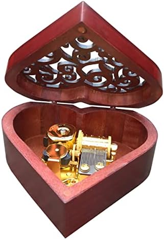 Binkegg Play [Let It Go] Maro din lemn de lemn gol cu ​​o cutie de muzică în formă de inimă cu mișcare muzicală Sankyo