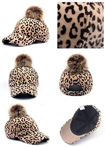 Pălării de baseball yekeyi capac pompom pălărie de leopard reglabilă leopard bumbac pălărie caldă de craniu tricot beanie pentru