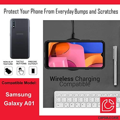 Carcasă Ohiya compatibilă cu Galaxy A01 [Transformer hibrid Impact Rugged Kickstand Black Husa cu toc de clemă] pentru Samsung