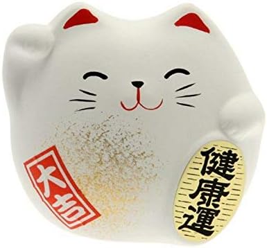 Kotobuki Maneki Neko Charm Kenkoh-Un Figurină de colecție, sănătate bună, alb