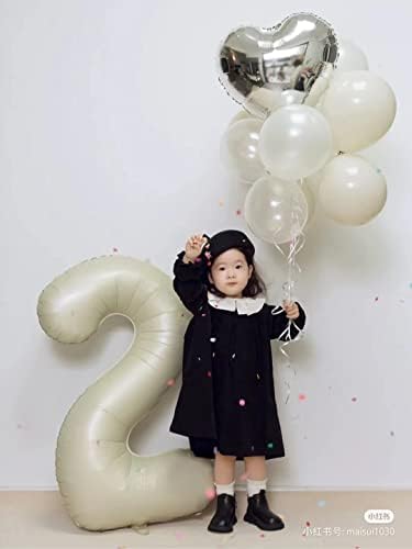 40 inch numărul 2 baloane cremă albă jumbo cu număr mare de folie baloane decorațiuni de petrecere de naștere pentru nuntă