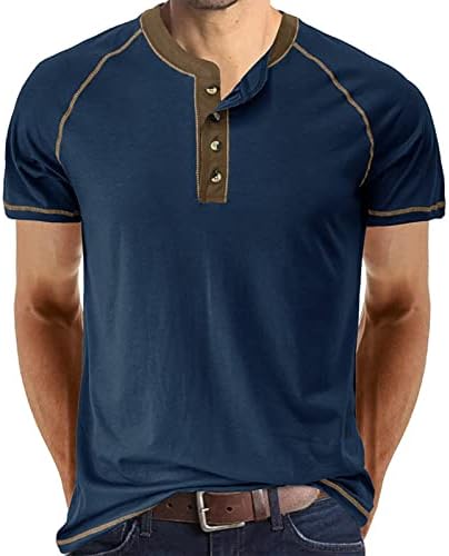 Cămăși Henley pentru bărbați pentru bărbați casual bumbac cu mânecă scurtă clasică tricouri de culoare solidă confortabilă