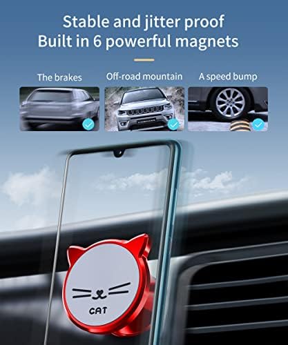 Redshine Magnetic Car Mount Suport pentru telefon auto drăguț pentru bord, 360 ° reglabil telefon cu magnet reglabil pentru