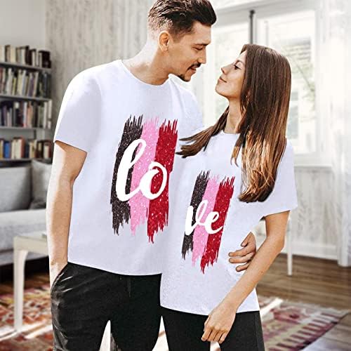 Valentines Day Graphic Tricou Cuplu cămașă potrivită cu mânecă scurtă echipaj de tricouri pentru femei pentru femei tricouri