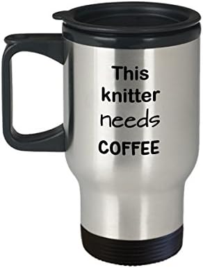 Cadou de tricot de călătorie, „Acest tricot are nevoie de cafea, cana de cafea din oțel inoxidabil cu capac, producător de