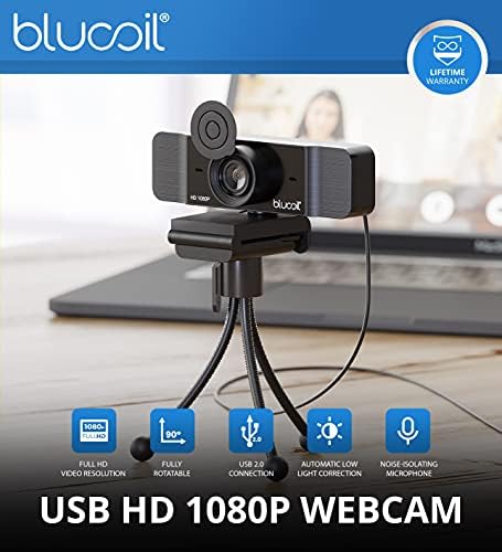 Audio-Technica AT2005USB Cardioid dinamică Bundle USB/XLR cu blucoil 1080p webcam USB, Boom Arm Plus Filtru Pop, Lumină de