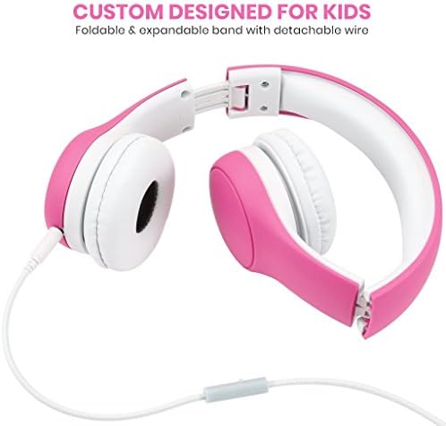 KPTEC [Volum Limited Kids Safety Foldable Foldable On-Ear cu microfon, volum controlat la MAX 93DB pentru a preveni pierderea