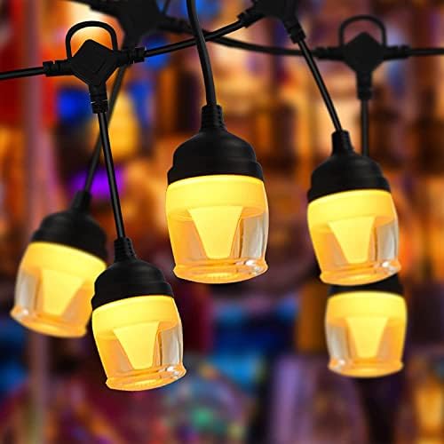 Lumini de coarde pentru exterior, Patio Light 12 Bulbi LED 41 ft fiecare, cu 8 moduri de iluminat, sfoară de spânzurare rezistentă