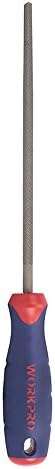 Fișier WorkPro W051006Round, 10 inch, oțel întărit cu carbon ridicat cu mâner de prindere a cauciucului, folosit pentru a forma