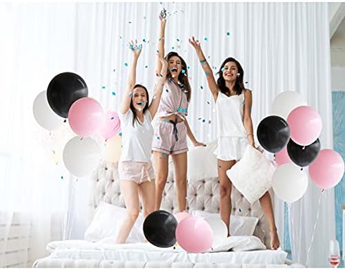 ANSOMO negru și roz de 12 cm de baloane de Latex pentru petrecerea de 40 de pachete de negru roz alb