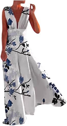 MIASHUI Rochie de lucru de vară Doamnelor Casual V gât floare imprimare fără mâneci fermoar rochie de vacanță mare drăguț rochii