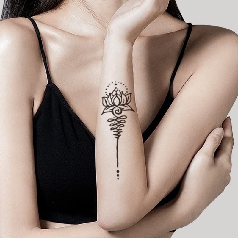 3 foi de tatuaj temporar impermeabil neagră mandala neagră sanscrită lotus design fake tatuaje flash tatoos brad arta corpului