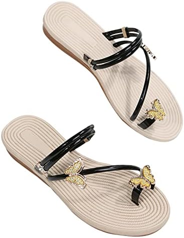 Femei strasuri Flip Flops fluture Clip Toe Plaja papuci Faux piele vacanta Sandale cumpărături colectarea