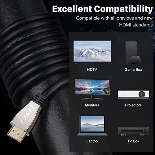 Adaptor J&D DVI până la HDMI și pachet de cablu HDMI 2.1, 2PC -uri Plated Gold DVI Masculin la HDMI Adaptor Converter feminin,