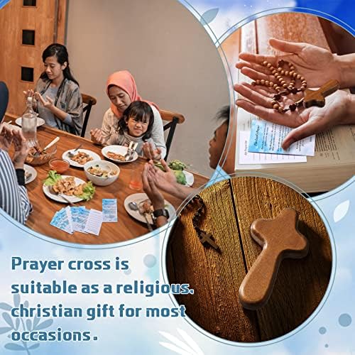 150 PC -uri Mini Wood Holding Cruci de mână 2,56 '' Pine Crucea din lemn cu 50 de cărți de rugăciune din Biblie și 50 de pungi