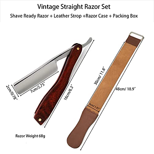 Lagipa Straight Razor Shaving Kit - Shave Ready Ready Straight Edge Razor pentru bărbați cu Strop & Case, Barber Straight Razor