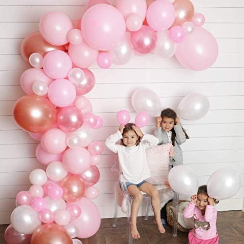 Junibel Balloon Arch & Garland Kit | Roz, blush, Rose Gold & White SM - XLRGE BALLOONS | DOT -uri adezive | 17 'benzi de decorare